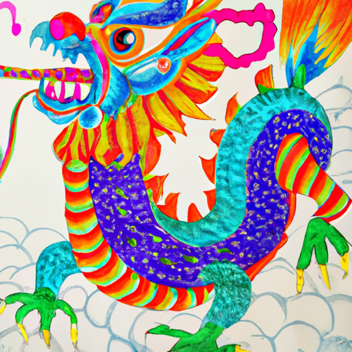 画一个中国传统的龙，卡通一点，可爱一点，色彩丰富(3张)
